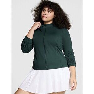 Victoria's Secret PINK Relay Full-Zip Jacket XXL Deep Forest Pockets NWT